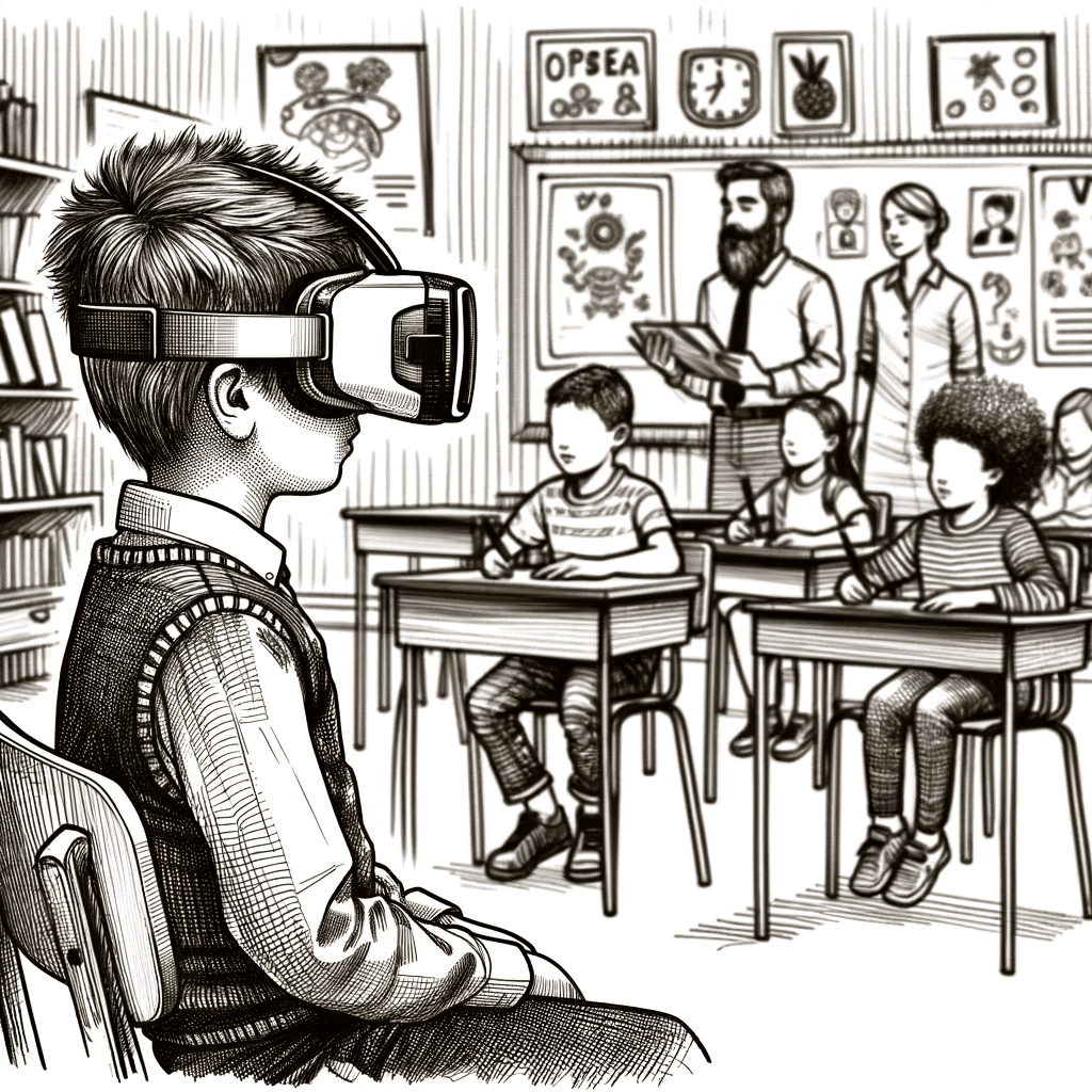 child with VR set