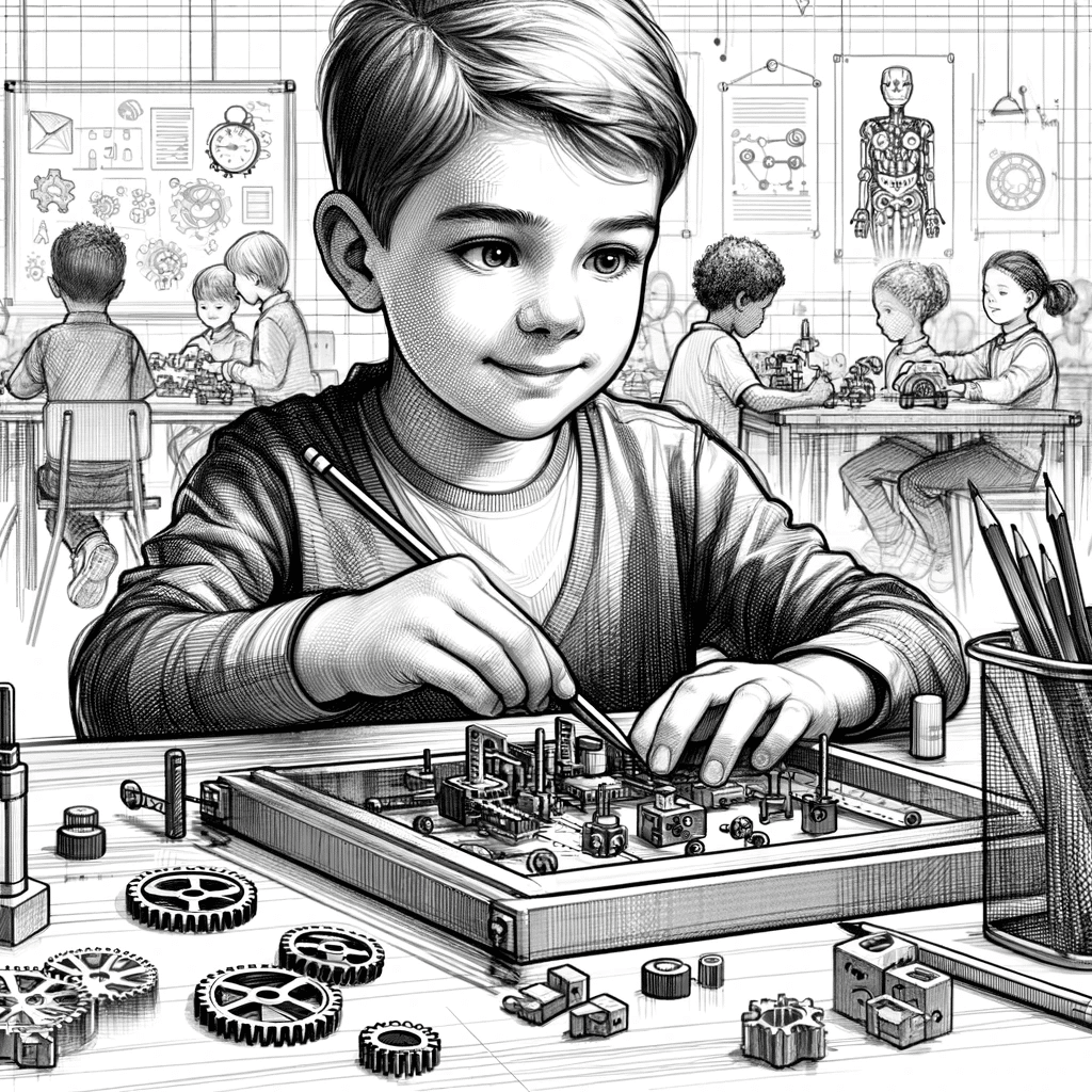 student doing stem task