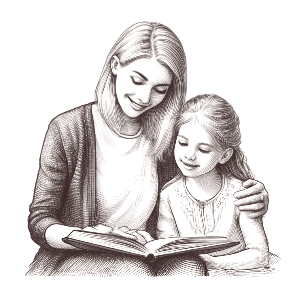 mother and child reading together