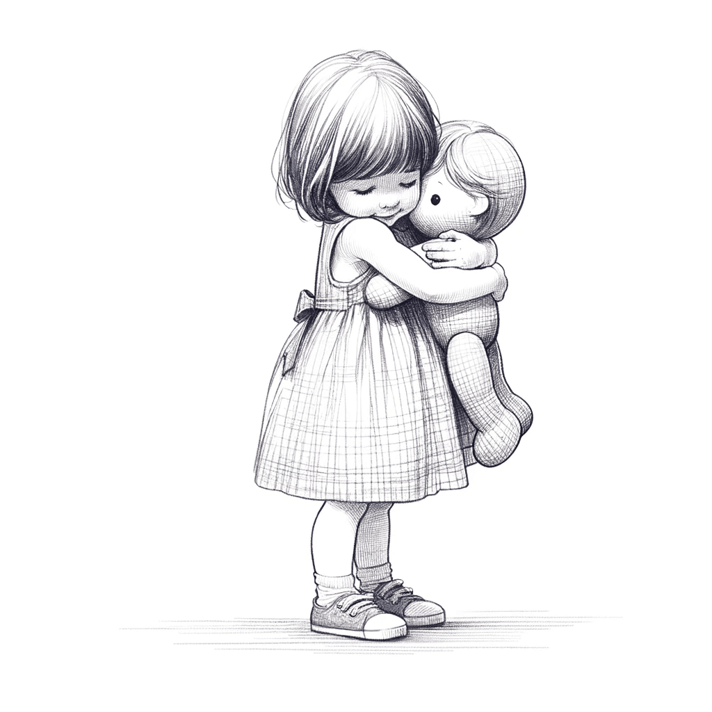 child hugging a doll