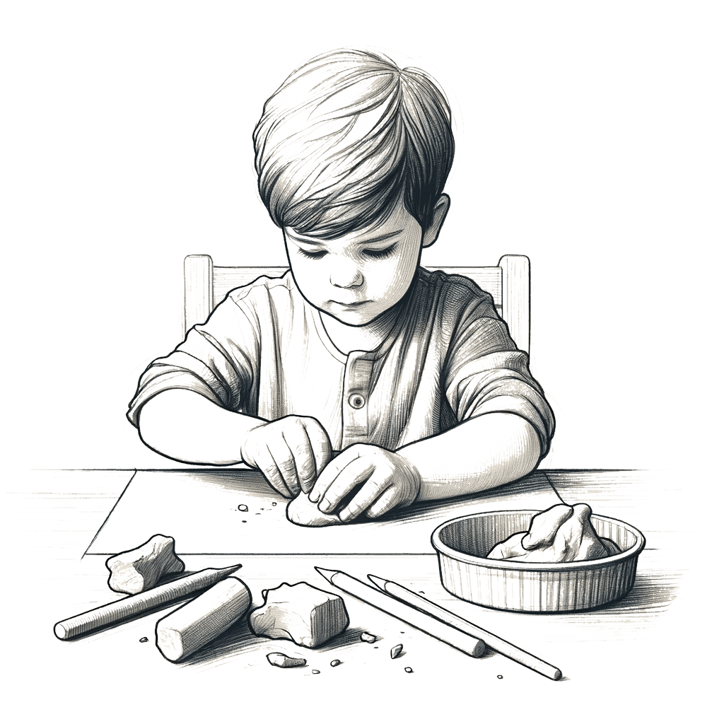 child playing with clay