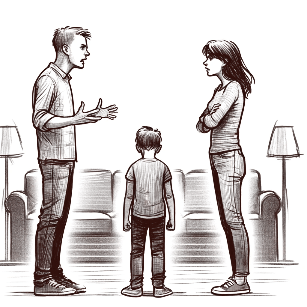 parents arguing in front of their child