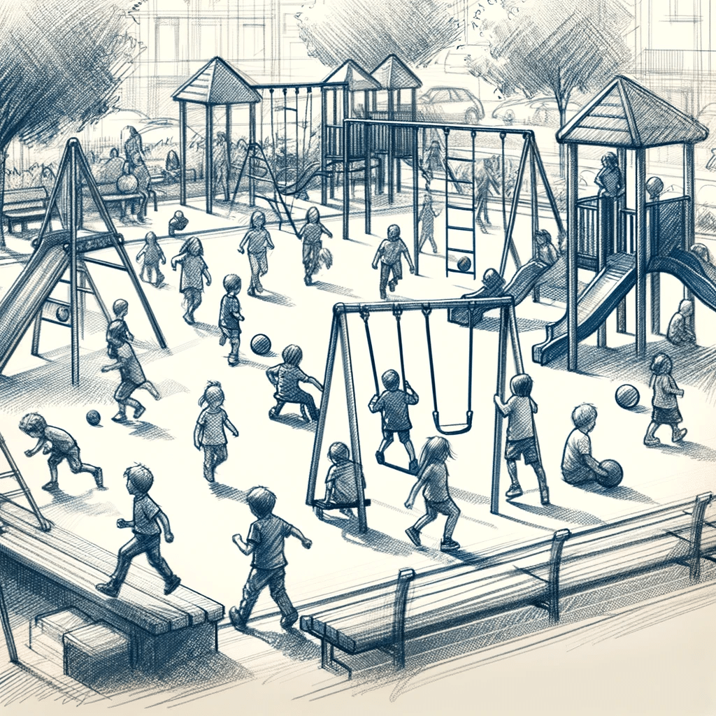 unstructured play in a playground