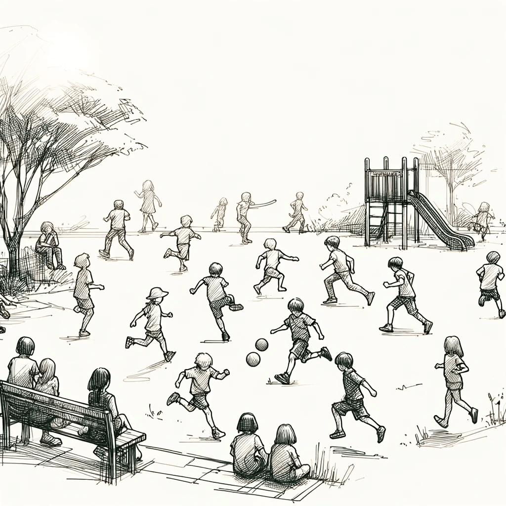 children playing in playground