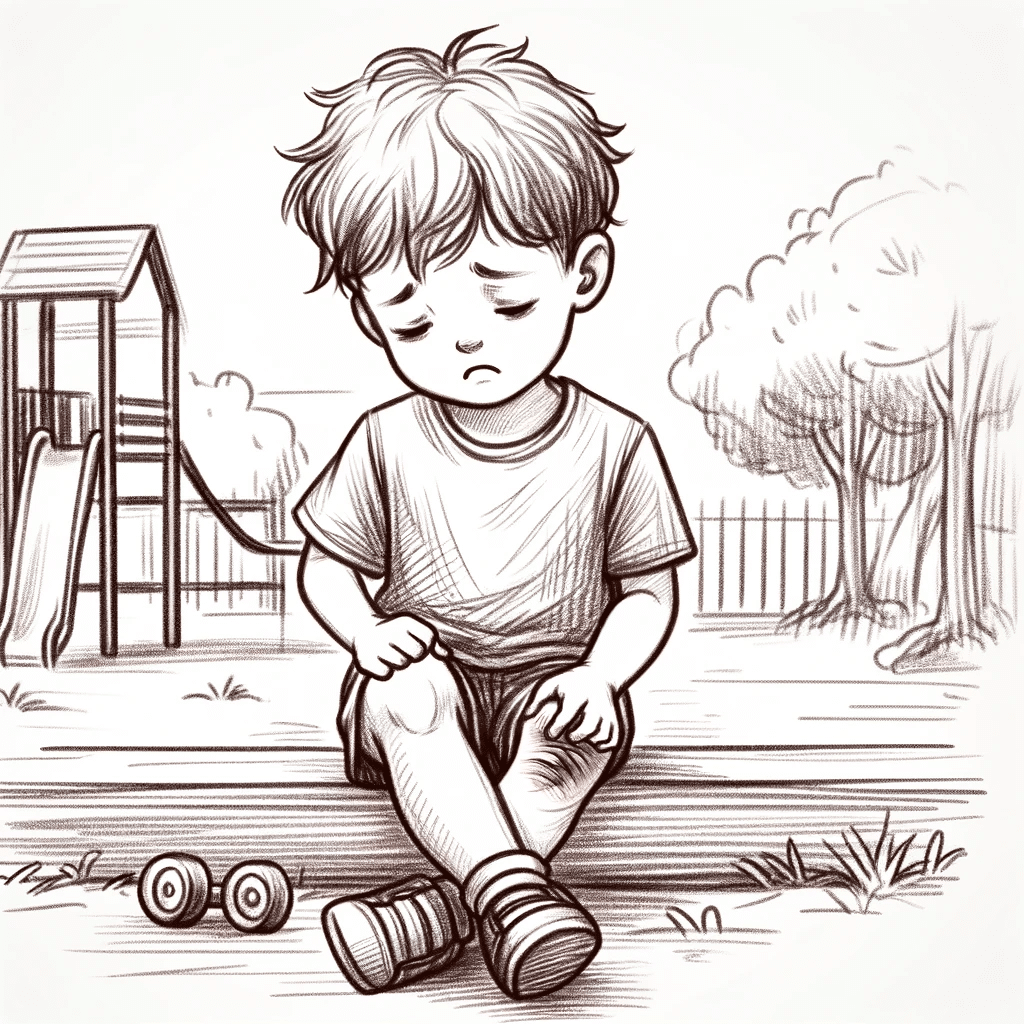child who hurt his knee