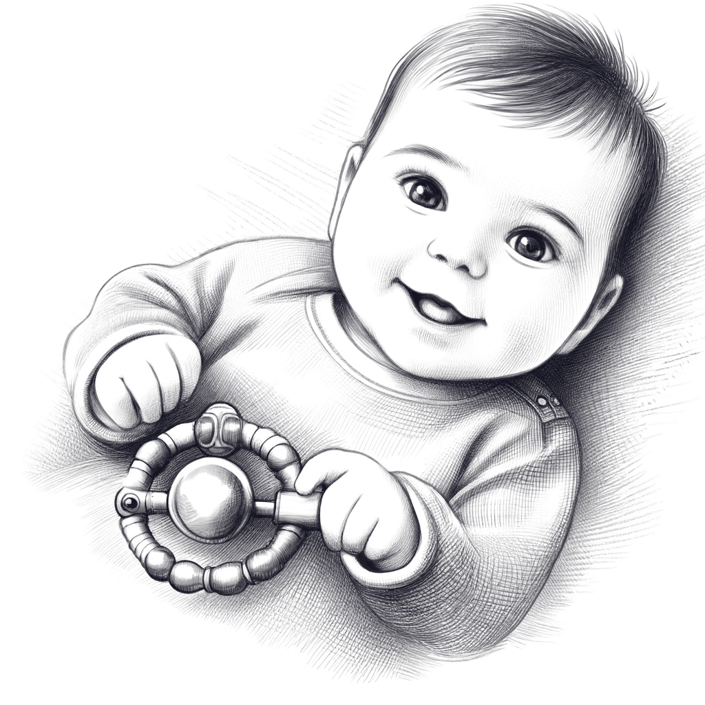 baby with rattle