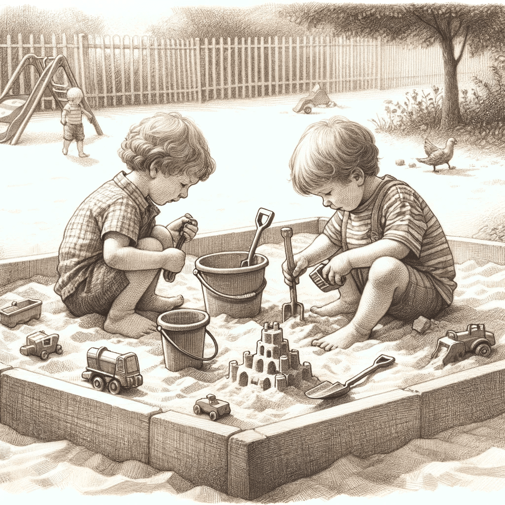 children playing in a sandbox