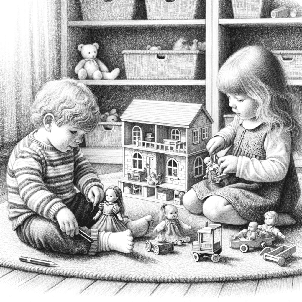 playing with dolls