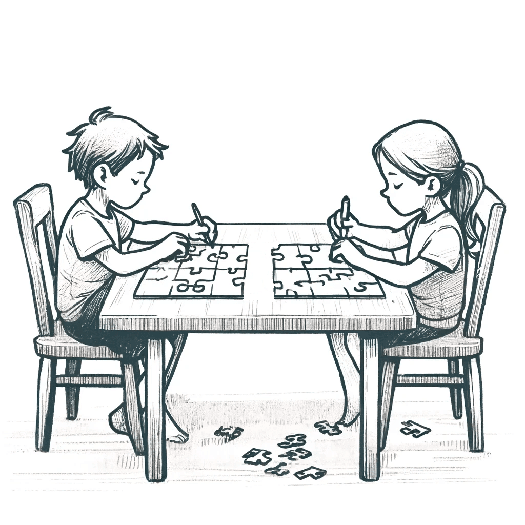 children doing puzzles