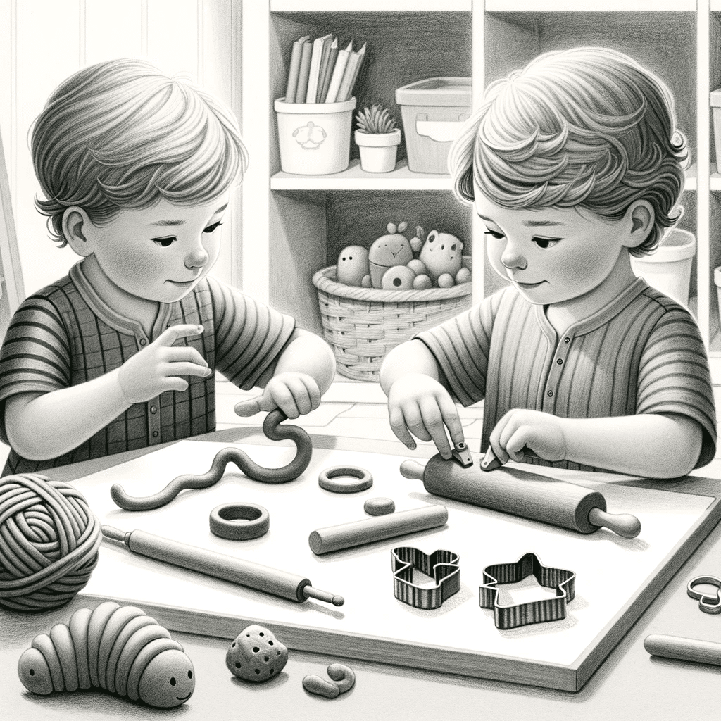 children playing with playdough