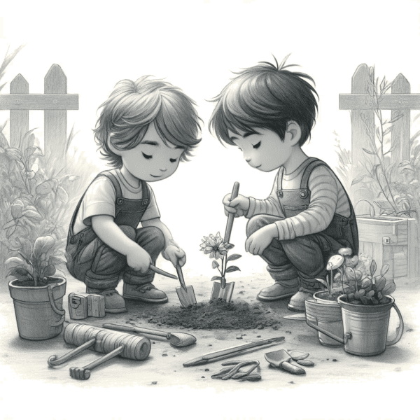 boys gardening