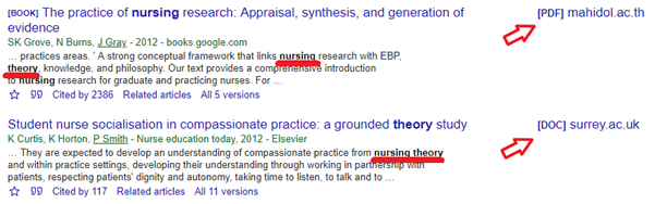 screenshot of full-text availability on a google scholar search