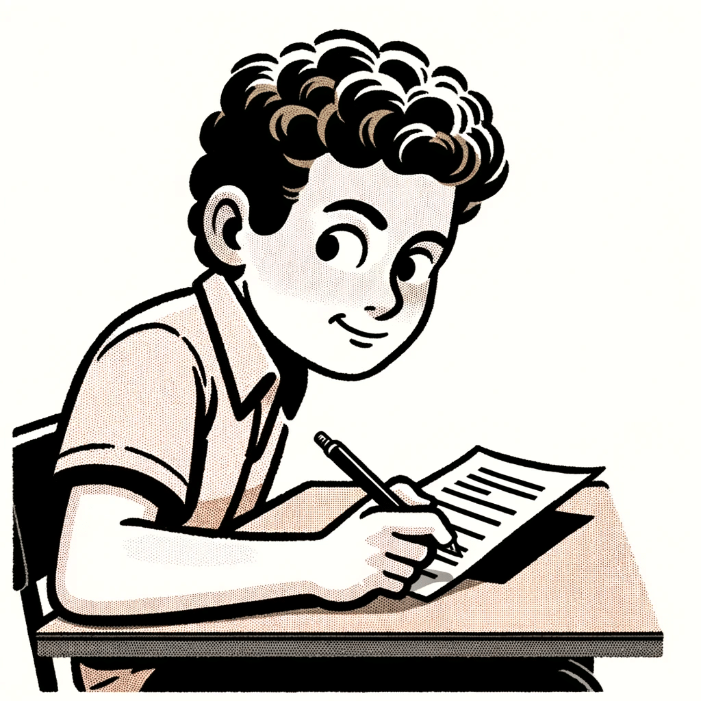 a student cheating in an exam