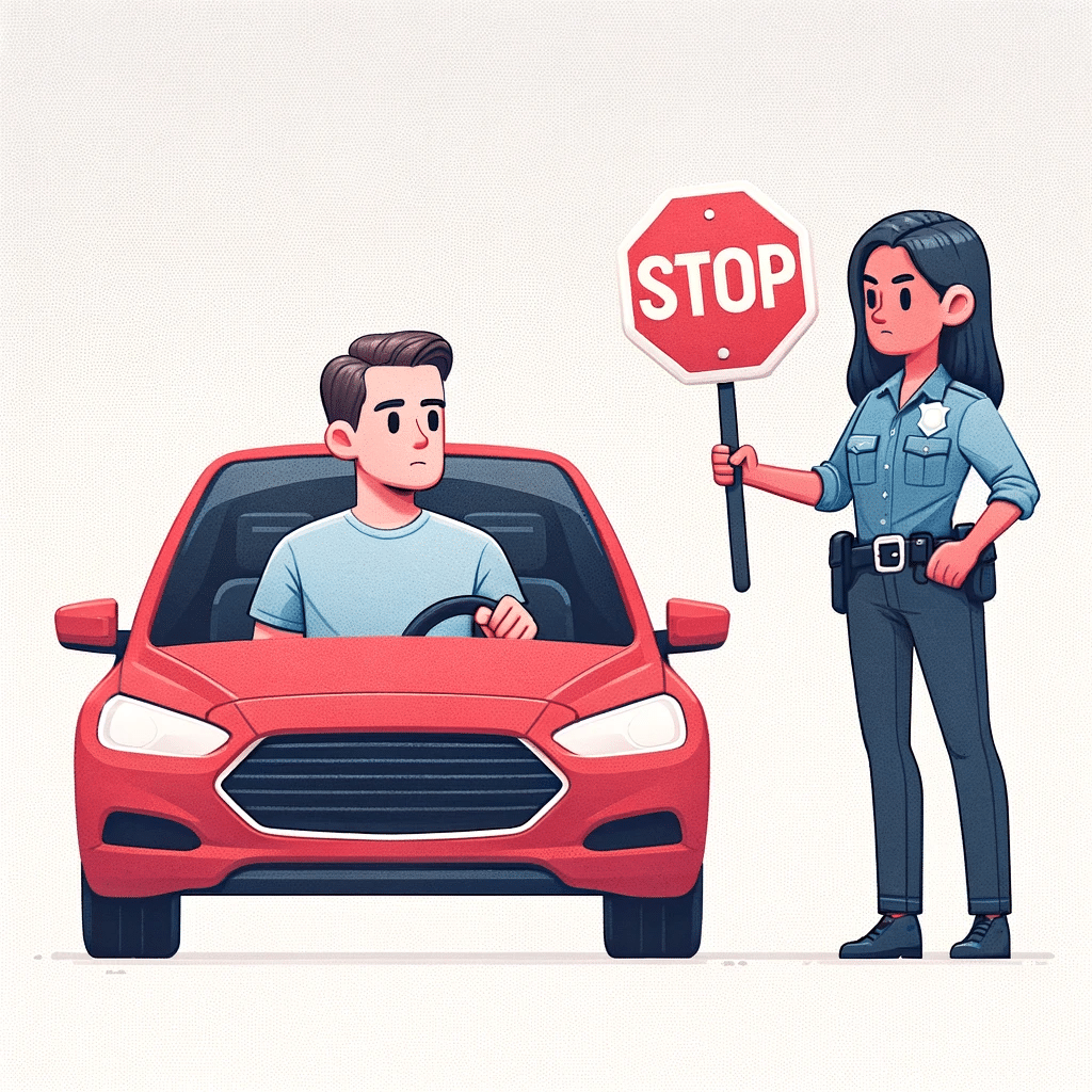 police holding stop sign