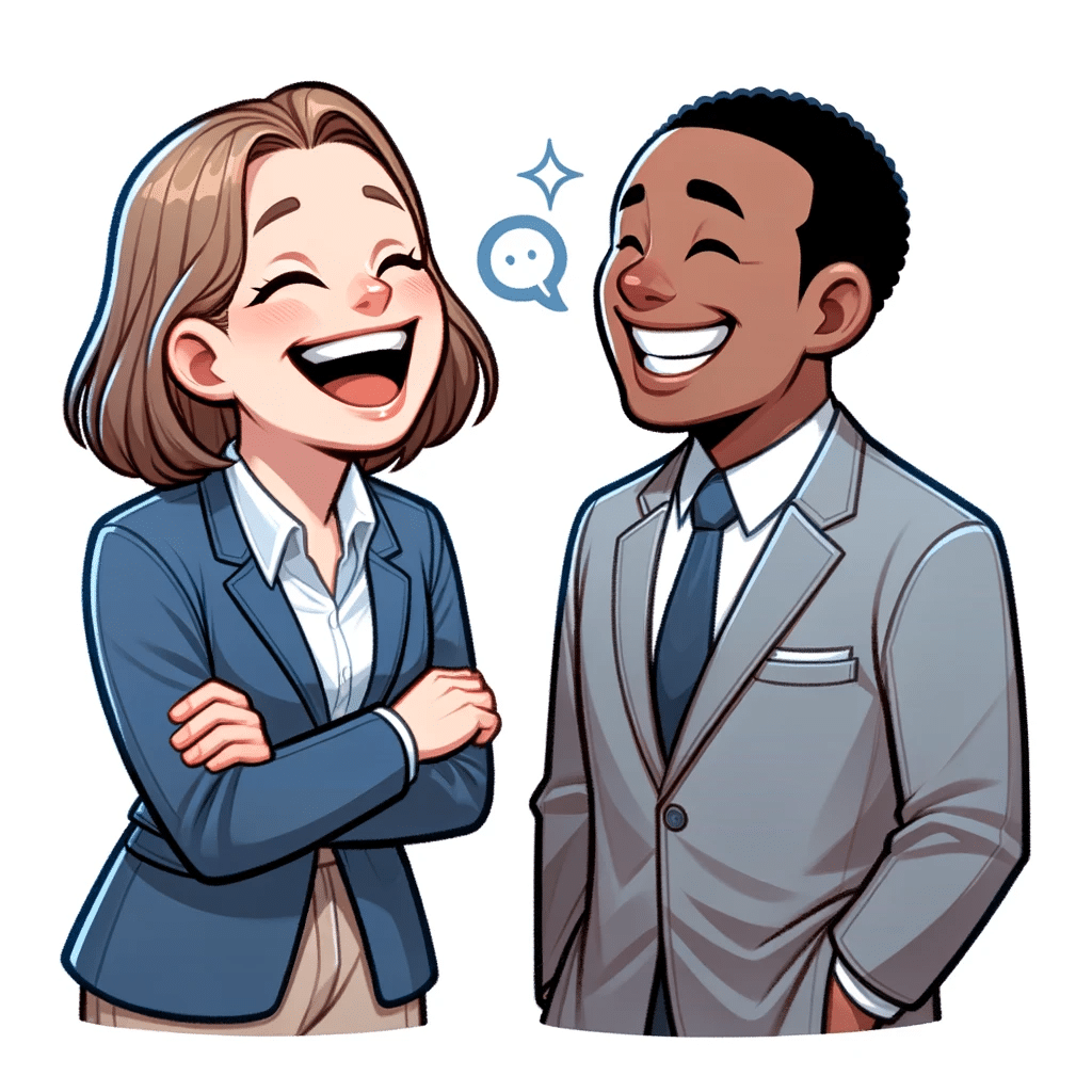 woman and man laughing