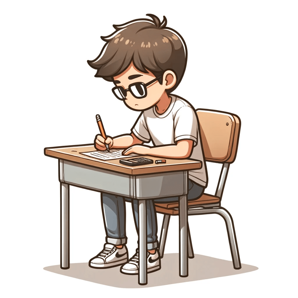 student completing an exam